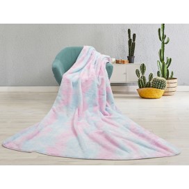 Tie Dyed Faux Fur Lined Sublimation Minky Blanket(White, 127*152cm/50"x 60")(10/pack)